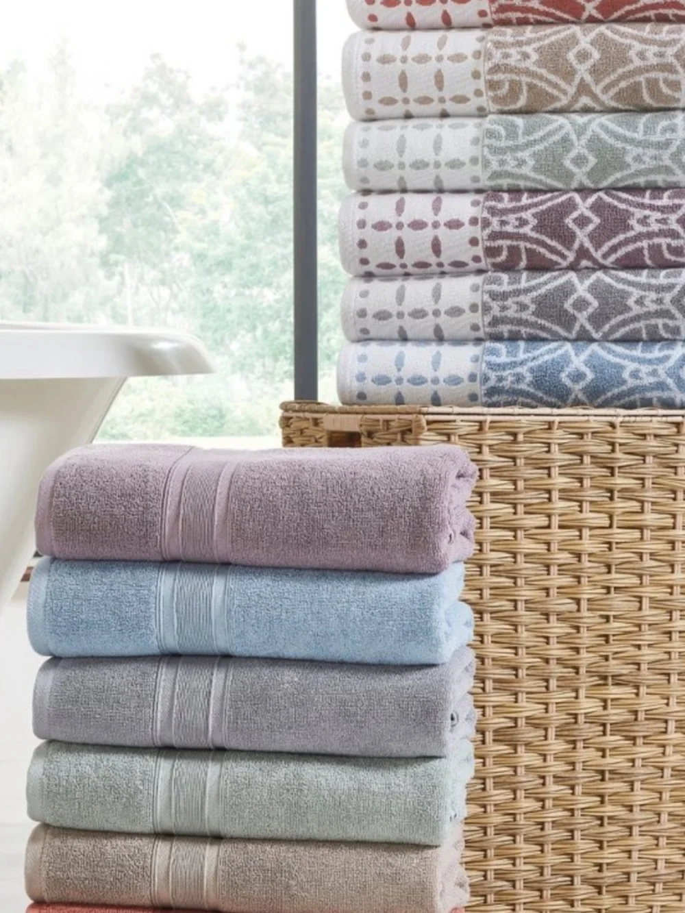 MODERN THREADS NWT Monroe 6-pc Yarn Dyed Jacquard/ Solid Towel Set, Blue